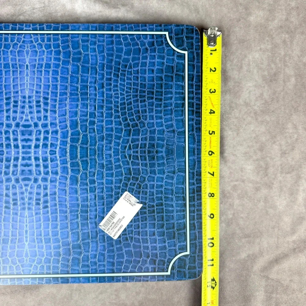 Pimpernel Blue Croc Leather Looking Placemats Set of 4 Cork Back Heat Resistant